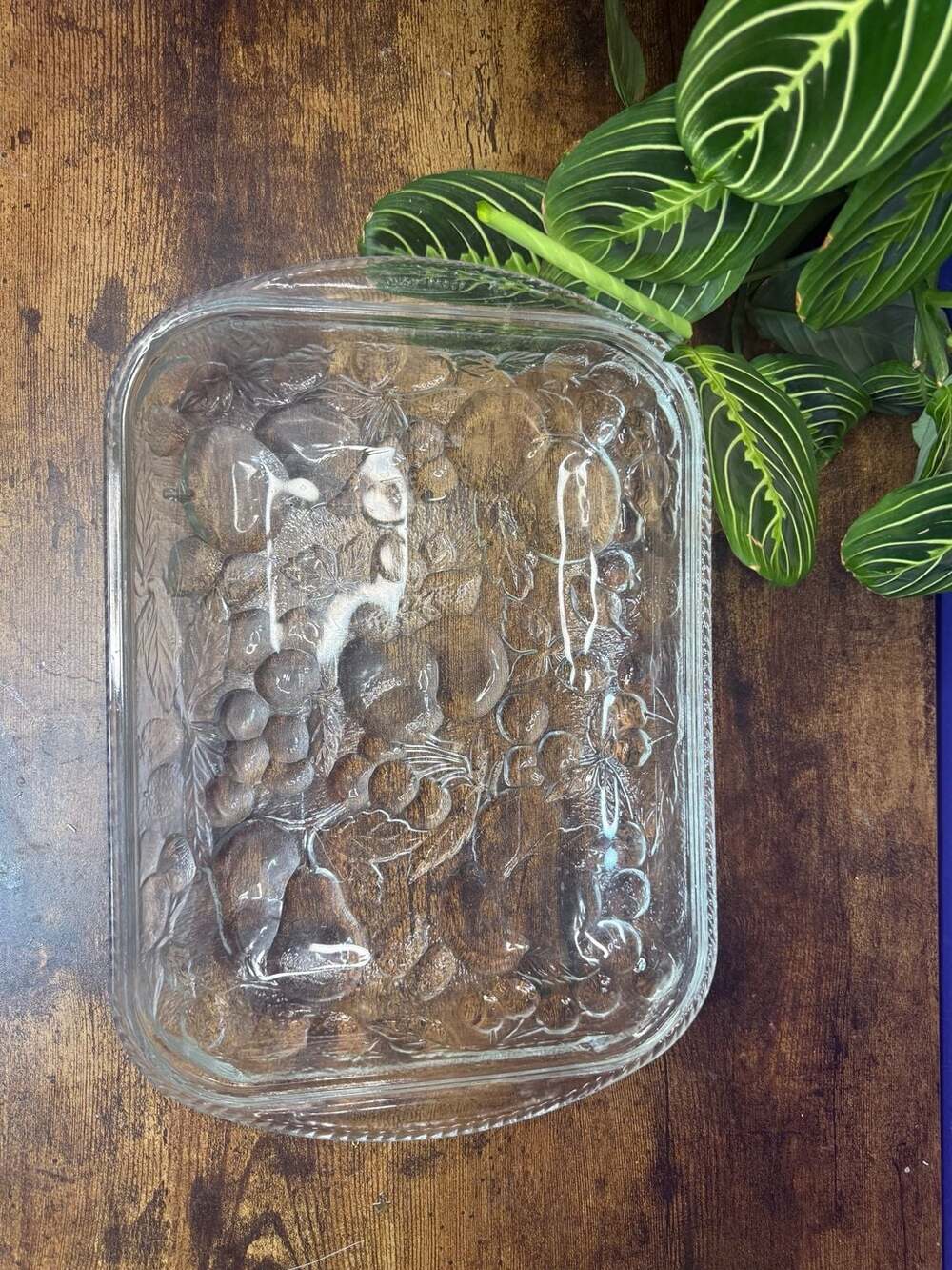 Vintage Libbey Orchard Fruit Clear Glass 13x9 Rectangular Baking Dish